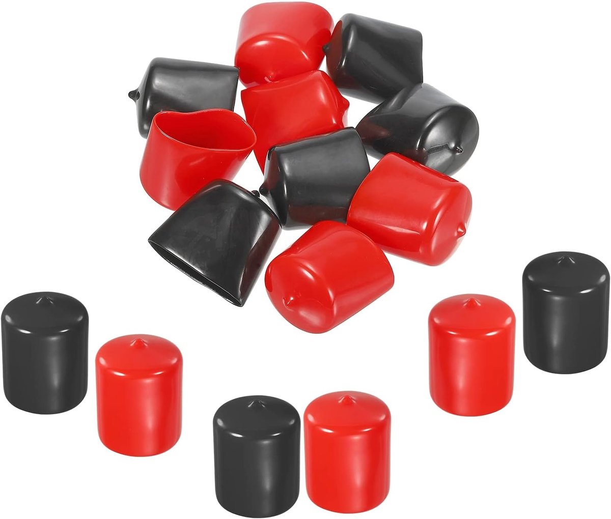 10 stuks rubberen eindkappen afdekkingen assortiment 36 mm vinyl schroef schroefdraadbescherming voor schroefbouten zwart rood