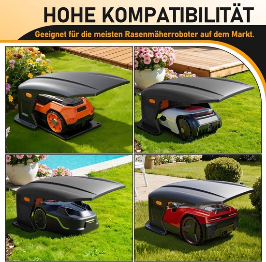 Garage voor robotmaaier met opklapbaar dak, garage voor robotmaaier met serviceklep, garage voor robotmaaier, weerbestendig, UV- en regenbescherming, zonder — afbeelding 4