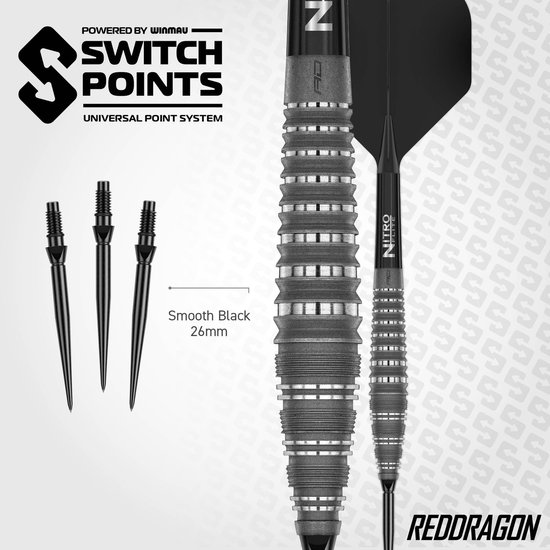 Red Dragon Sable Grey Bomb Switch Point 90% Dartshopper Exclusives - Dartpijlen van Red Dragon — afbeelding 2