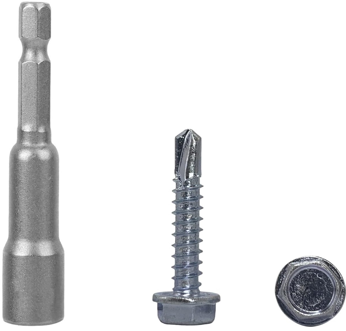 50 stuks DIN 7504 K verzinkt staal 4,8 x 25 mm schroeven, zelfborende plaatmetalen schroef, zeskantspoelkop, zelftikken (50, 4,8 x 25 mm)