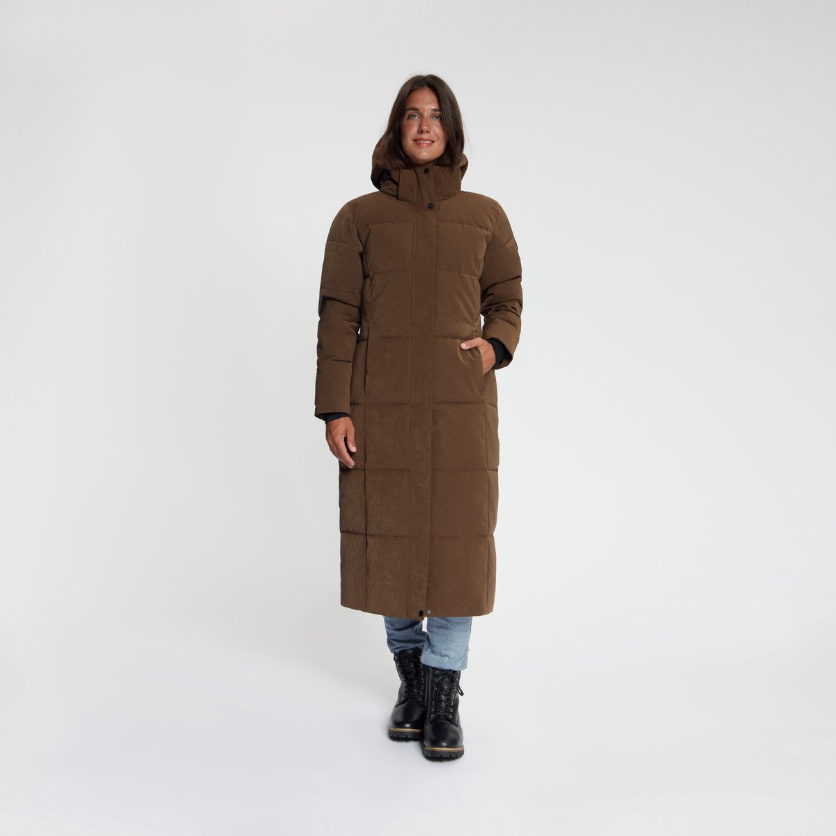 Travelin’ Andels Dames Puffer winterjas Waterdicht Donkerbruin
