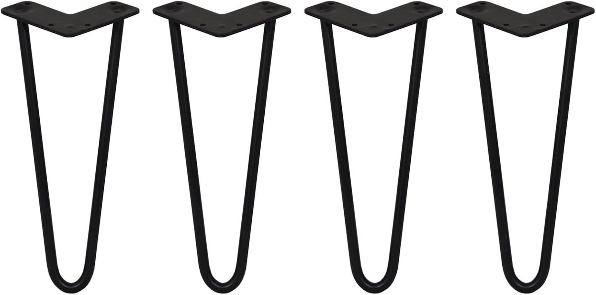 Poten 12 inch 30 cm Pack van 4 Zwart Heavy Duty 12mm Dik Staal 2 Prong 300 kg Draagvermogen DIY Meubels Glide Discs Vloerbeschermers & Schroeven Inbegrepen