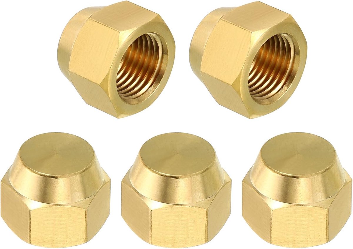 Bussen 5/16" messing afdichtstop 5 Pack SAE fakkel buisfitting 45 graden zeskant buisleiding beslag voor airconditioner koeling