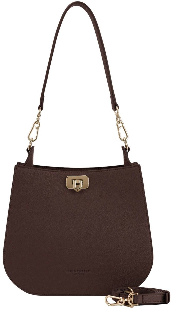 SEIDENFELT MANUFAKTUR schoudertas Nelma Midi Hobo Bag Dark Brown donkerbruin