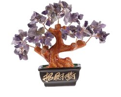 lachineuse - Feng Shui-boom in paarse amethist - geïmproviseerde boom 12 cm - Japanse Aziatische decoratie - geïmproviseerde boom - Aziatische decoratie Bonzai edelstenen - Traditioneel Japans Zen