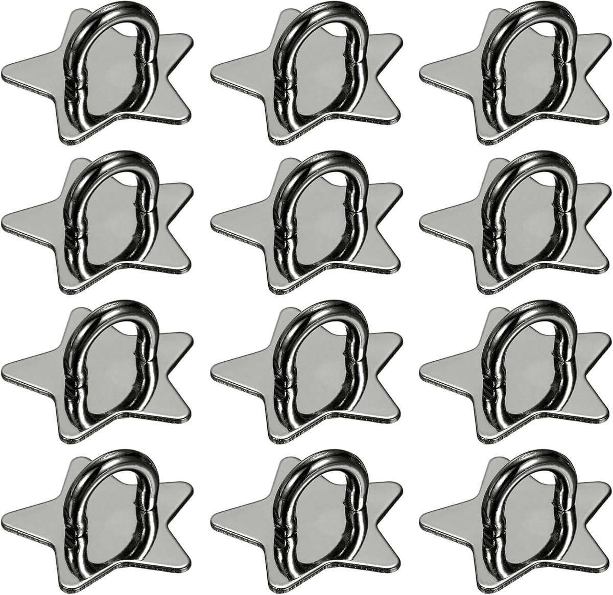 Metalen telefoon bedelhaak 1 inch, 12 stuks zelfklevende stervormige telefoon vinger grip haak smartphones sleutelhanger ring charme lus voor doe-het-zelf tablet hoes accessoires, zwart