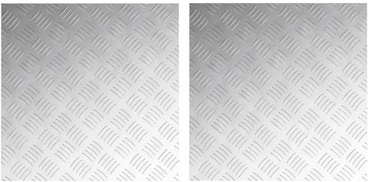 Trap Tread 50 x 50 cm 2 stuks Zilver | Checkerplate ontwerp, antislip, duurzaam, binnen en buiten gebruik, eenvoudig onderhoud