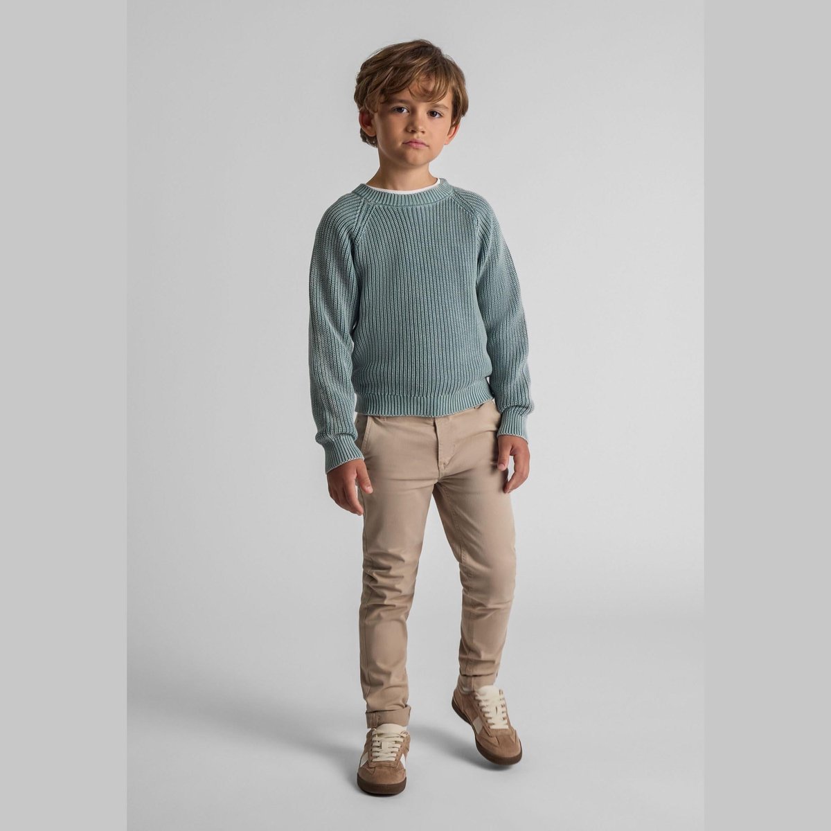 Minoti chino jongens grijs - kinderbroek met steekzakken - lang