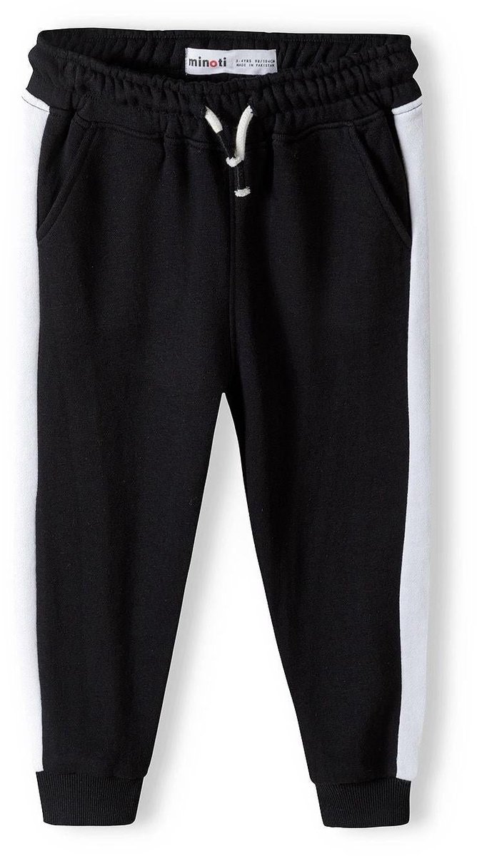 Minoti joggingbroek meisjes fleece zwart met strepen - katoen