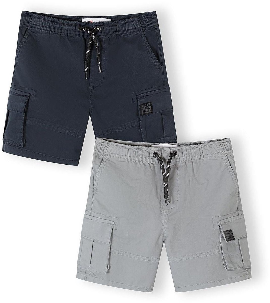 Minoti korte broek jongens 2-pack cargo - katoen - grijs