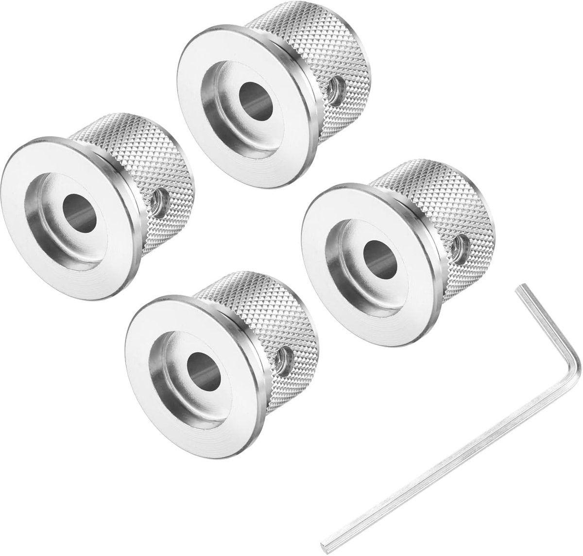 4 stuks potentiometer-knoppen van aluminium, 6 mm x 25 mm, universele volume- en toonregelknoppen met bevestigingsschroeven voor basgitaar, zilverkleurig
