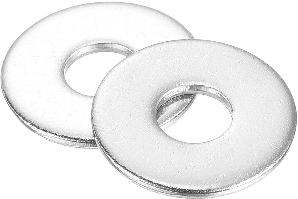 Platte sluitringen M5, roestvrij staal 304, 5,3 mm x 15 mm DE x 1,2 mm dikte voor schroefschroeven, fabrieken, reparaties, keukens, winkels en buitenbouw, zilver