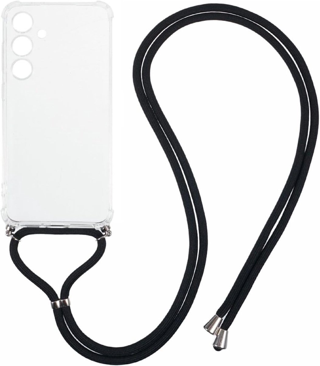 Transparant Hoesje met Koord Geschikt voor Samsung Galaxy S25 FE | Shockproof Back Cover met Ketting | Flexibel TPU | Doorzichtig