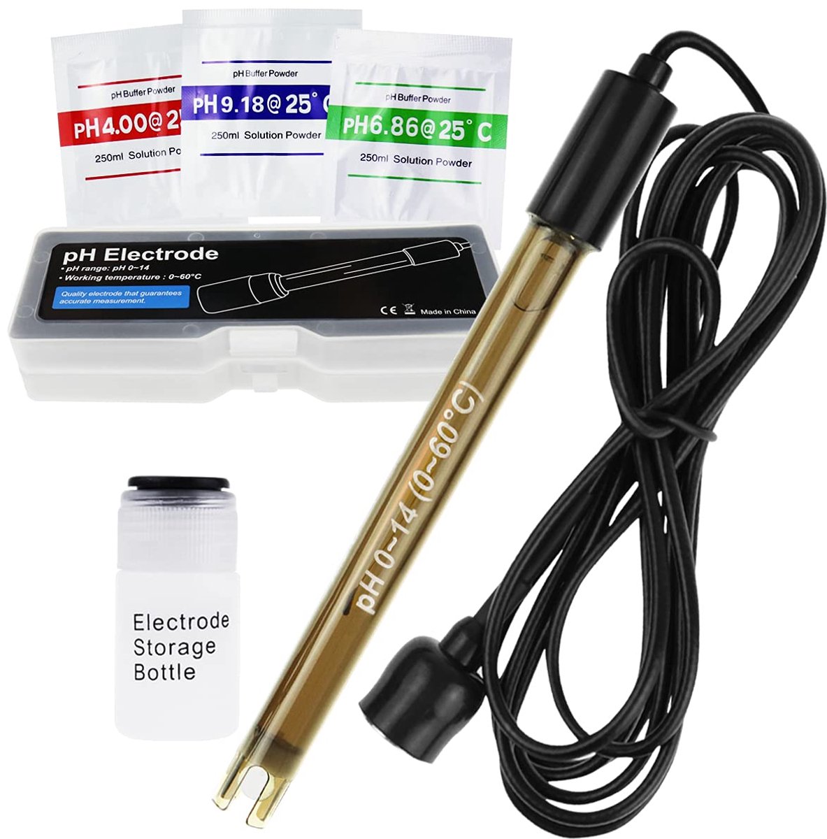pH elektrode combinatie - hoge nauwkeurigheid - 200 cm BNC kabel - continu pH monitoring - SnelShoppen