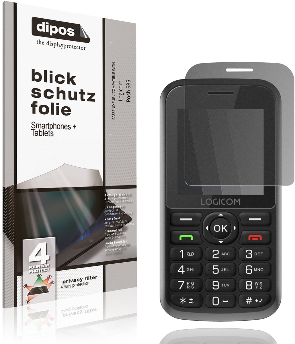 dipos – Matte Privacy Screenprotector geschikt voor Logicom Posh S85 | Anti-Spy Beschermfolie