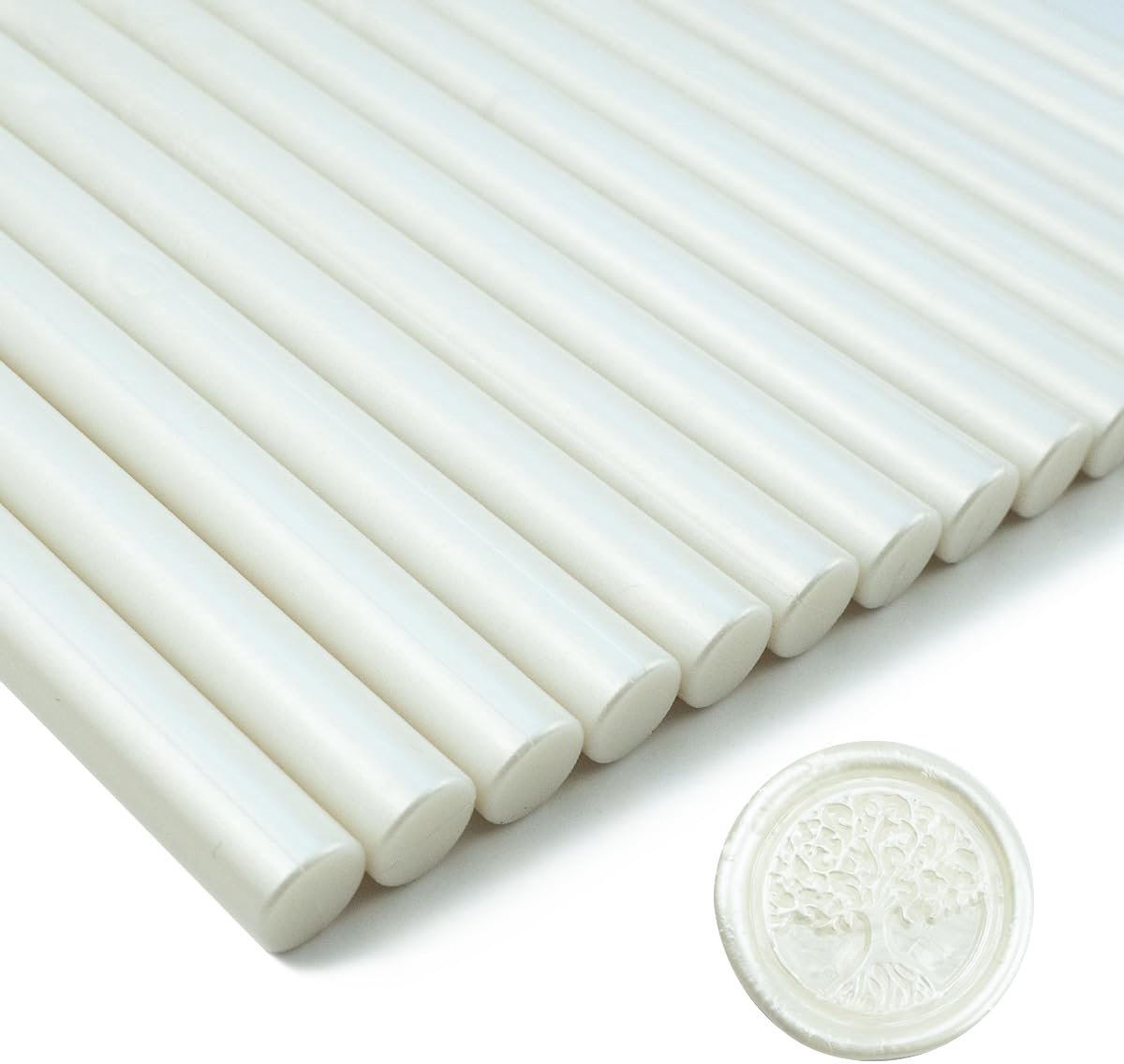 wax afdichtingsstokken,Tomgenrine 15 stuks lijmpistool wax zegel stokjes, voor brief wenskaarten wijn verzegelen ambachten maken bruiloft en partij uitnodigingen(Pearl White)
