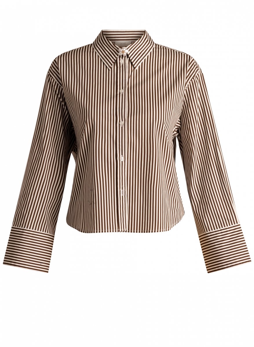 YEST Sona Tops - Mocca Brown/Off Whit - maat 40