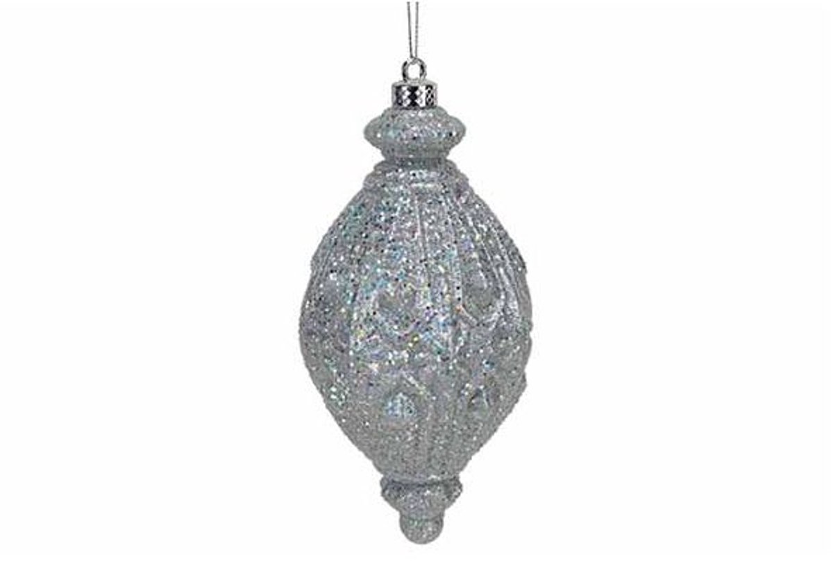 Hanger Drop Glitter Zilver 8x8xh16cm Kun Ststof