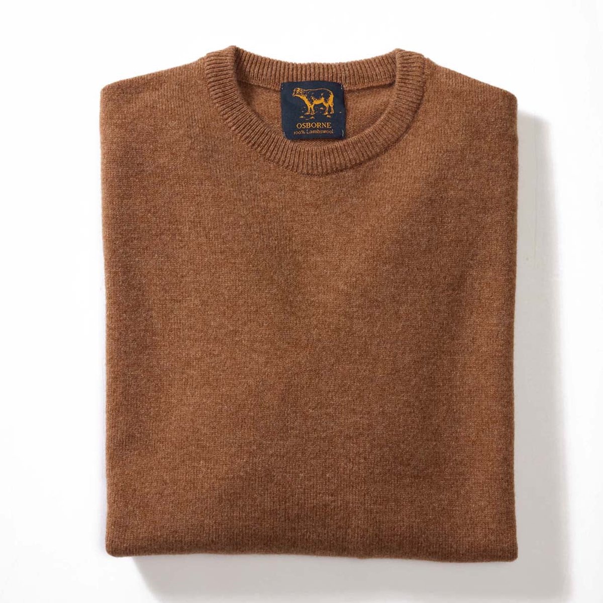 Osborne Knitwear Trui met ronde hals - Sweater heren in Lamswol - Pullover Heren - Driftwood - M