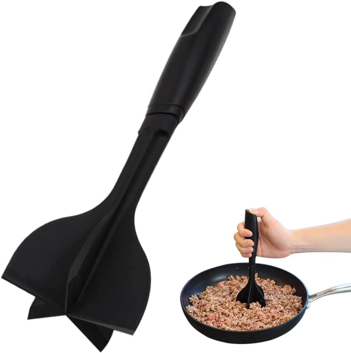 Chopper, Ground Meat Smasher Meat Stamper Ground Beef Smasher Mix Chopper Ground Meat Smasher 5 Blade Nylon Hamburger Chopper Hittebestendig voor Rundergehakt