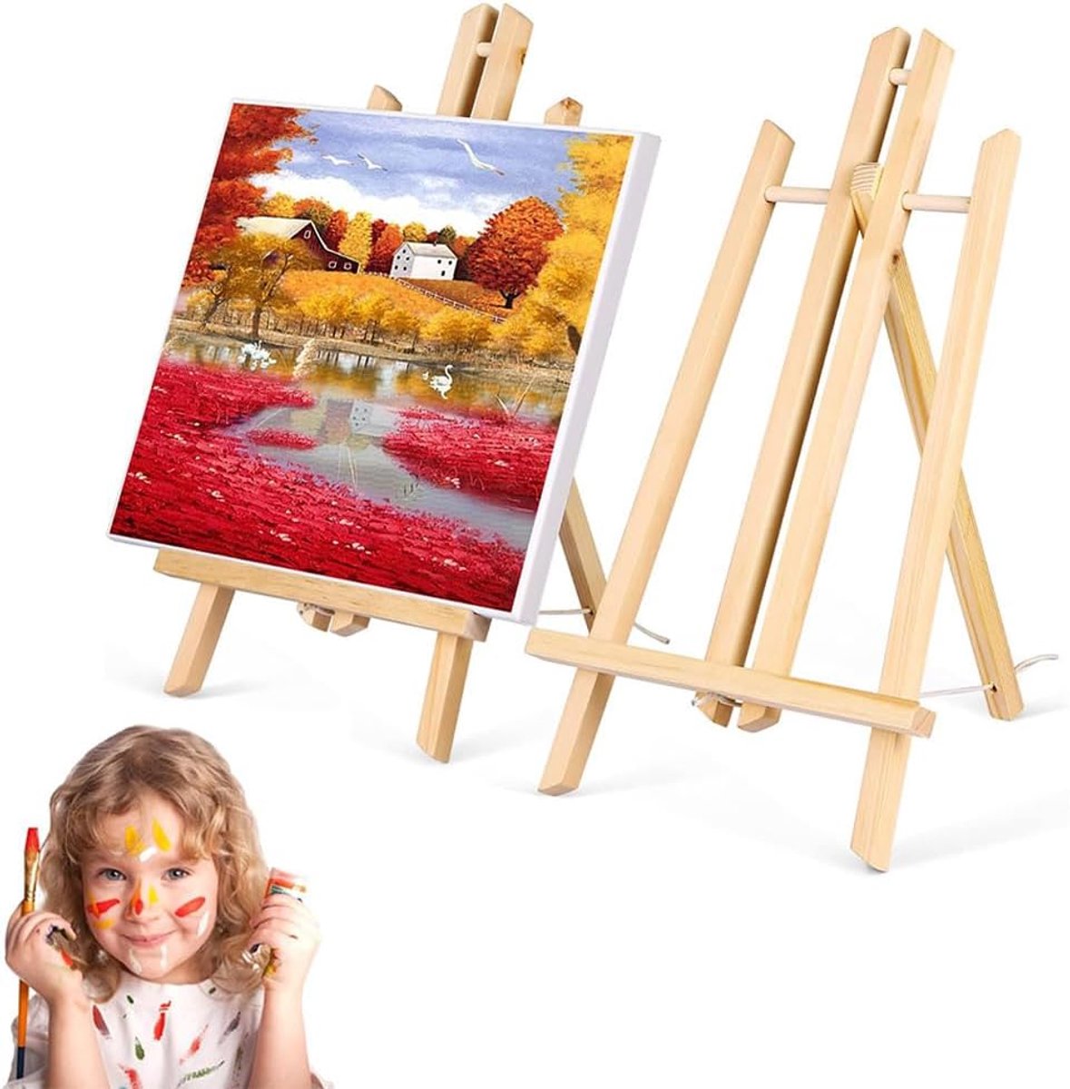 kleine houten ezel met A-vormig design, opvouwbaar en stabiel, 23 x 40 cm, 2 stuks