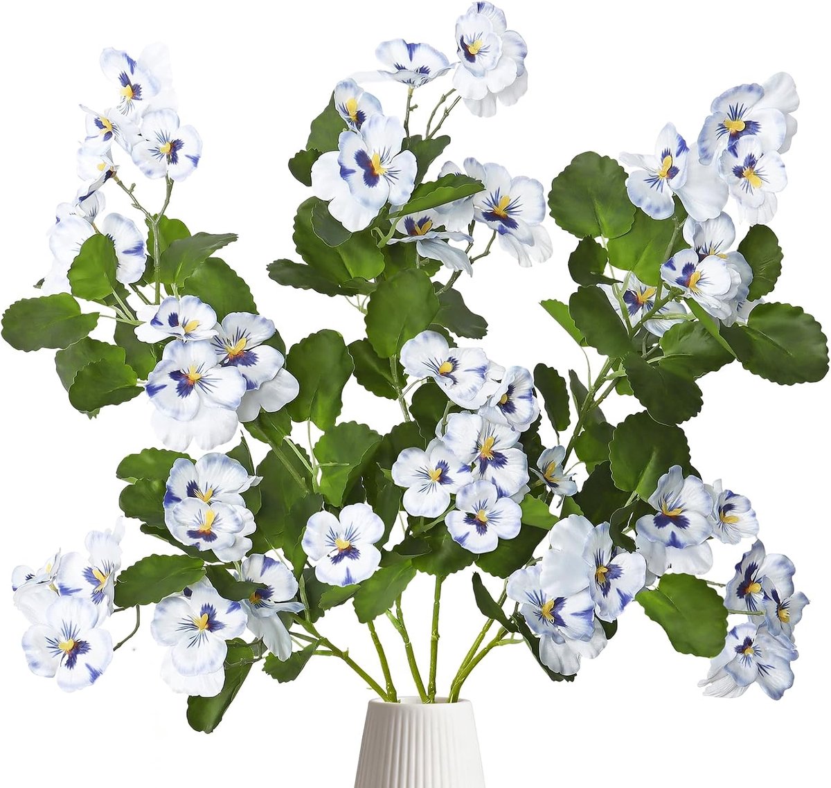 Kunstbloemen 3 stuks Kunstmatige viooltjes Takken Kunstbloemen Boeket Decoratief 90 cm Kunstplanten Lange stelen voor vaas Huis Tafel Tuin (3, Wit)