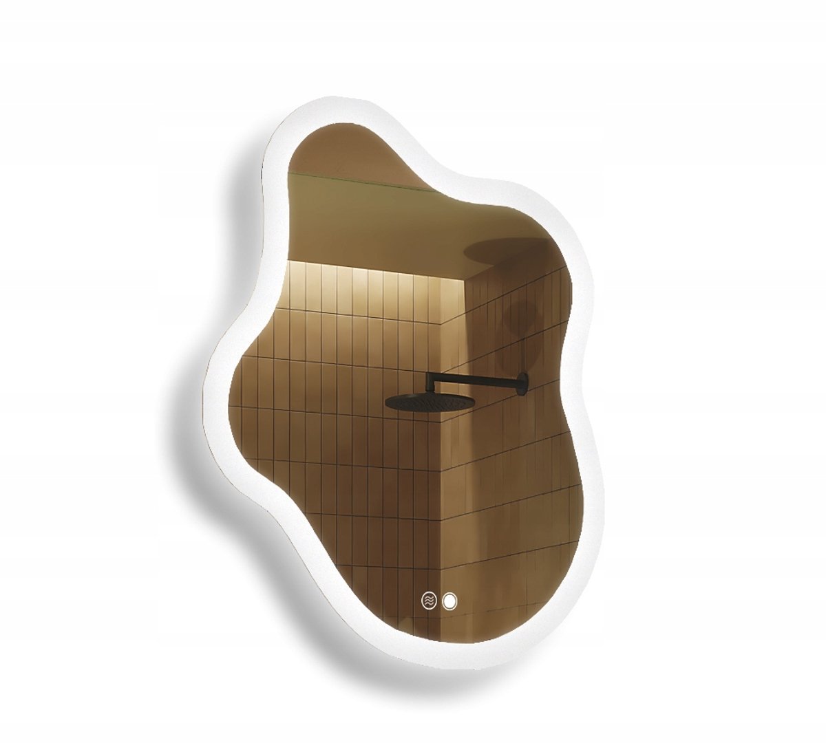 Badkamerspiegel 74x94cm Asymmetrisch - LED Dubbel, Anti-Condens