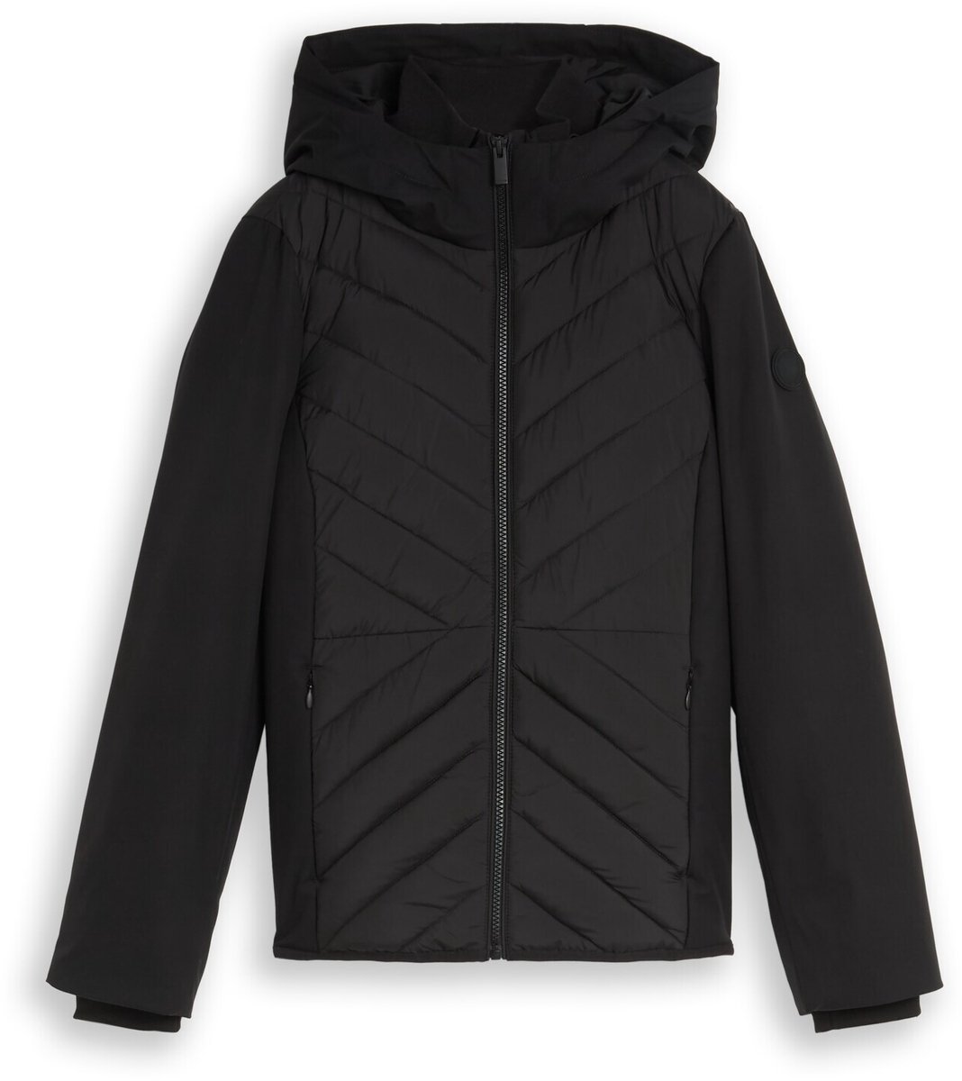 Tom Tailor - Hybride gewatteerd jack met capuchon - Maat S - deep black