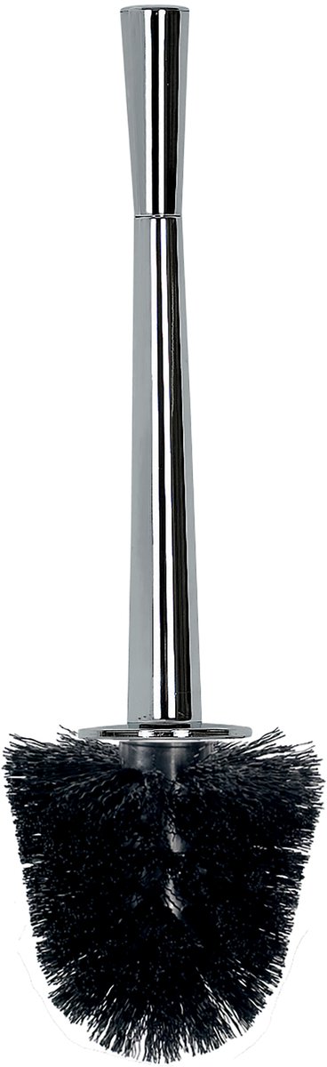 Spirella Max Pro Toiletborstel met Houder – WC-Borstel en Borstelhouder Toilet – Zwart / Glanzend Chroom – Ø 10 cm