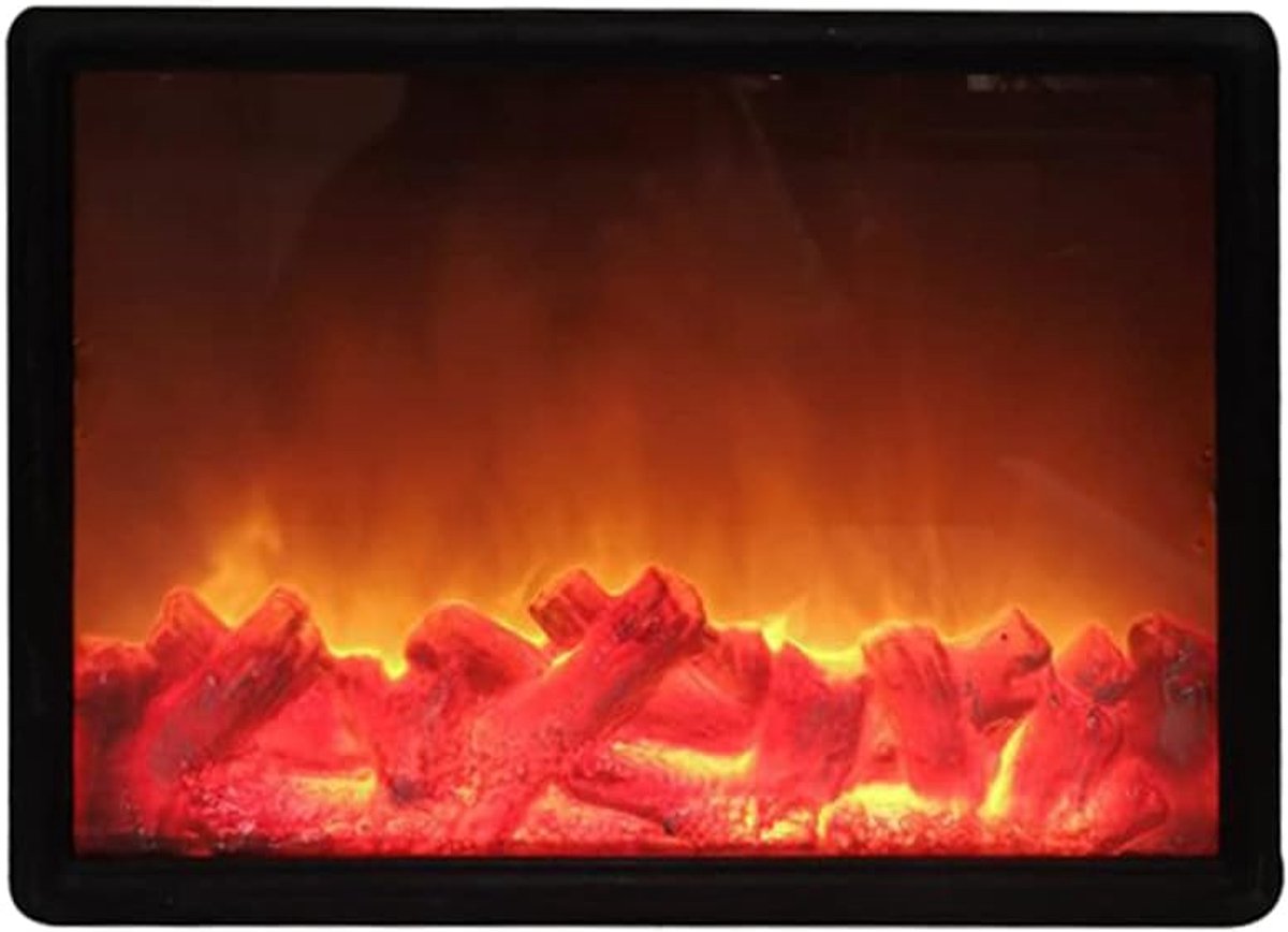 SnelShoppen - LED Open Haard Lamp met Vlam Log Effect - Rechthoekige Haard Lantaarn - USB Aangedreven en Batterij Aangedreven - Vlamloze Brandlichten