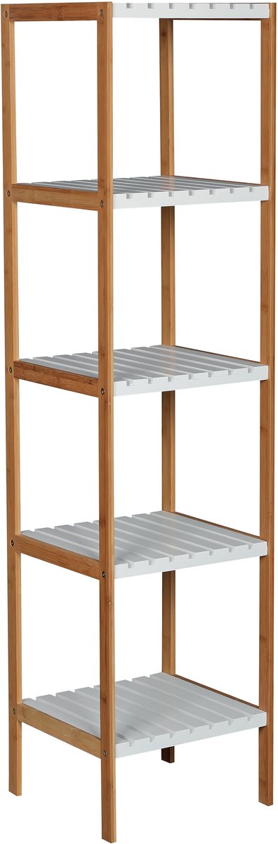 MSV Bamboe Badkamer Planchet – 5-Laags Badkamer Rek en Opbergrek Badkamer met Natuurlijk Design