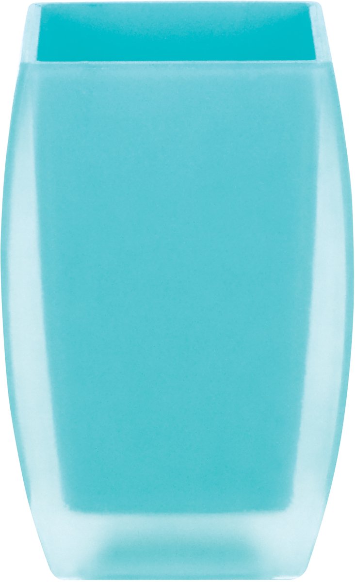 Spirella Freddo Tandenborstelhouder Blauw – Tumbler Badkamer Beker voor Tandenborstel en Tandpasta – Borstelhouder 7x7x10,5 cm