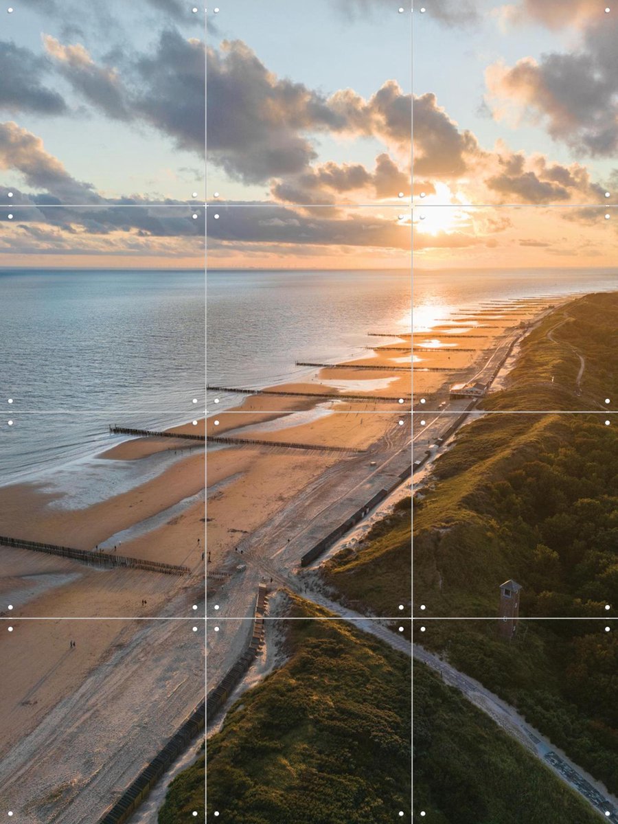 IXXI Strand van Zoutelande, Michael Huijgens & Kunst in Kaart - 60 x 80 cm - Gratis ophangtool - Grote wanddecoratie en posters - Fotografie
