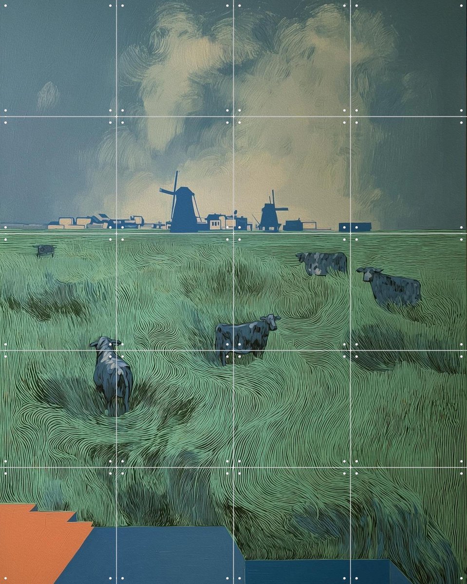 IXXI Polder 3, Artclaud - 80 x 100 cm - Gratis ophangtool - Grote wanddecoratie en posters - Realisme, Kleurrijk, Modern, Studeerkamer, Woonkamer