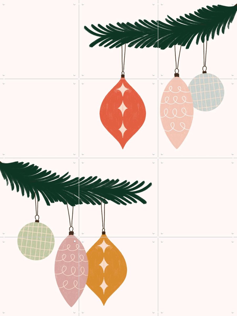 IXXI Christmas Ornaments, Menina Lisboa & Various - 60 x 80 cm - Gratis ophangtool - Grote wanddecoratie en posters - Speels, Kleurrijk, Digitale