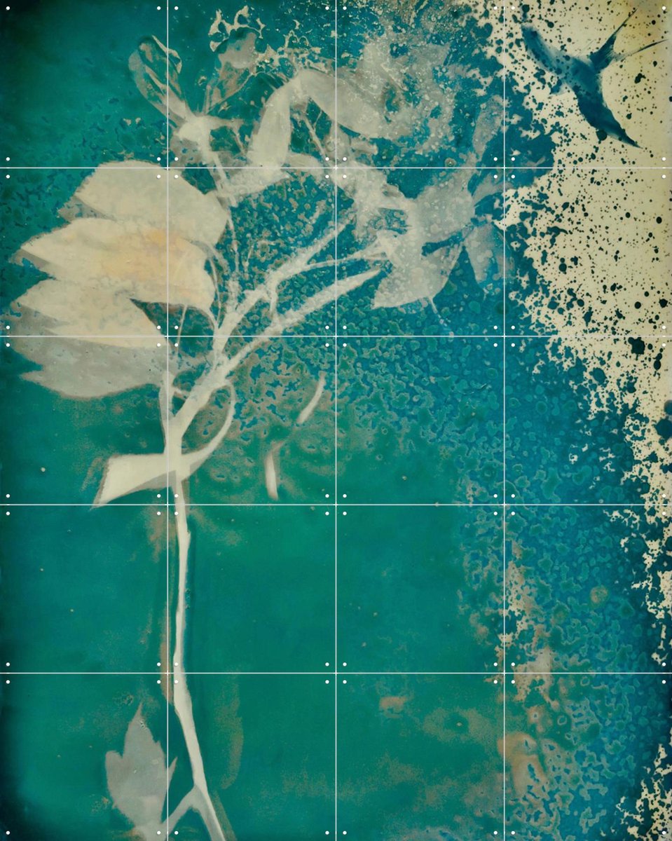 IXXI Transformative Teal, RAR Kramer - 80 x 100 cm - Gratis ophangtool - Grote wanddecoratie en posters - Kwaststreken, Collage, Abstract, Aquarel