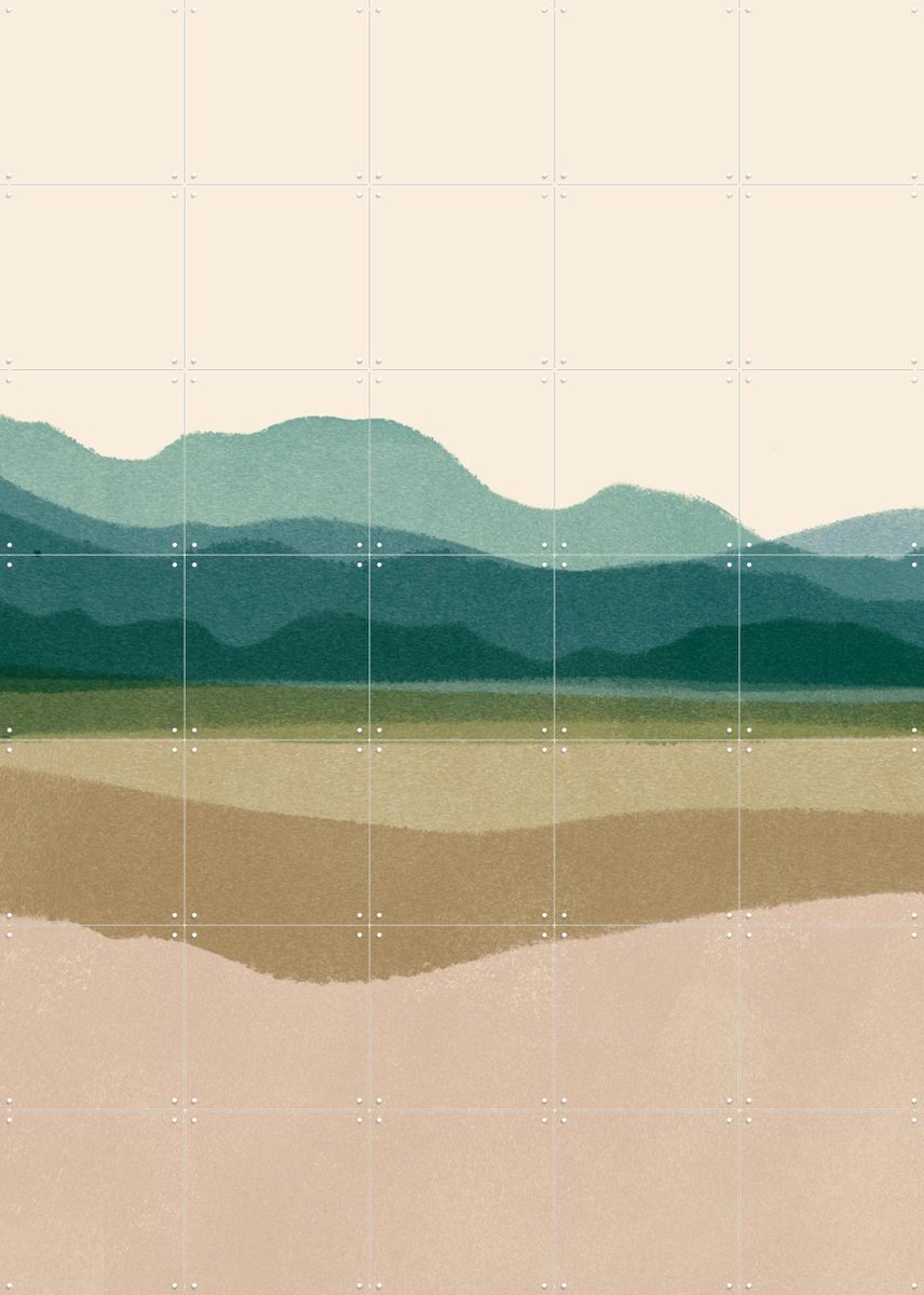 IXXI Calm landscape, Lotte Dirks - 100 x 140 cm - Gratis ophangtool - Grote wanddecoratie en posters - Abstract, Geometrische Kunst, Aquarel, Modern