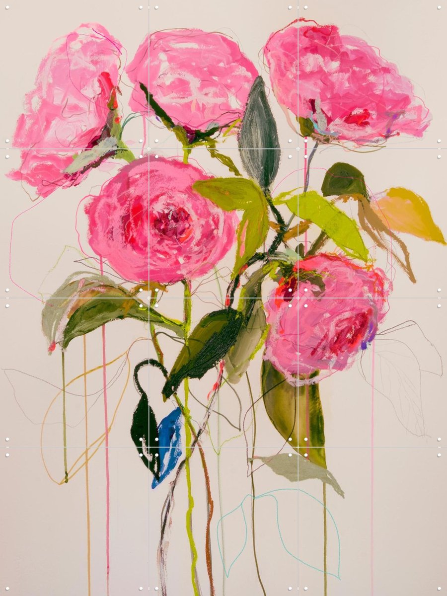 IXXI Rose Magenta, Leigh Viner - 60 x 80 cm - Gratis ophangtool - Grote wanddecoratie en posters - Schilderijen, Kwaststreken, Slaapkamer, Eetkamer