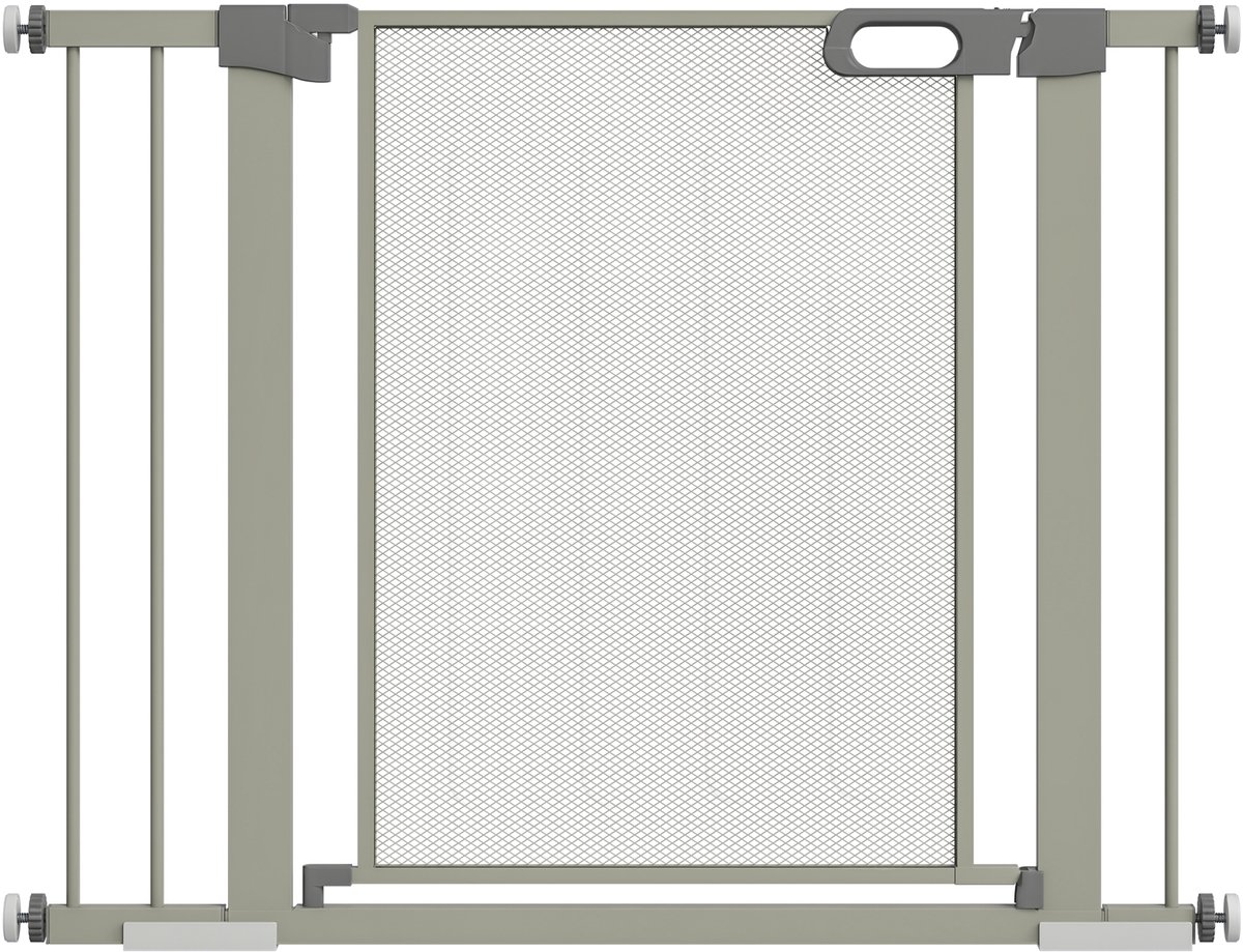 Veiligheidsbarrière voor huisdieren met automatische sluiting, dubbele vergrendeling, breedte 75-103 cm, grijs | Voor huisdieren, dubbele vergrendeling