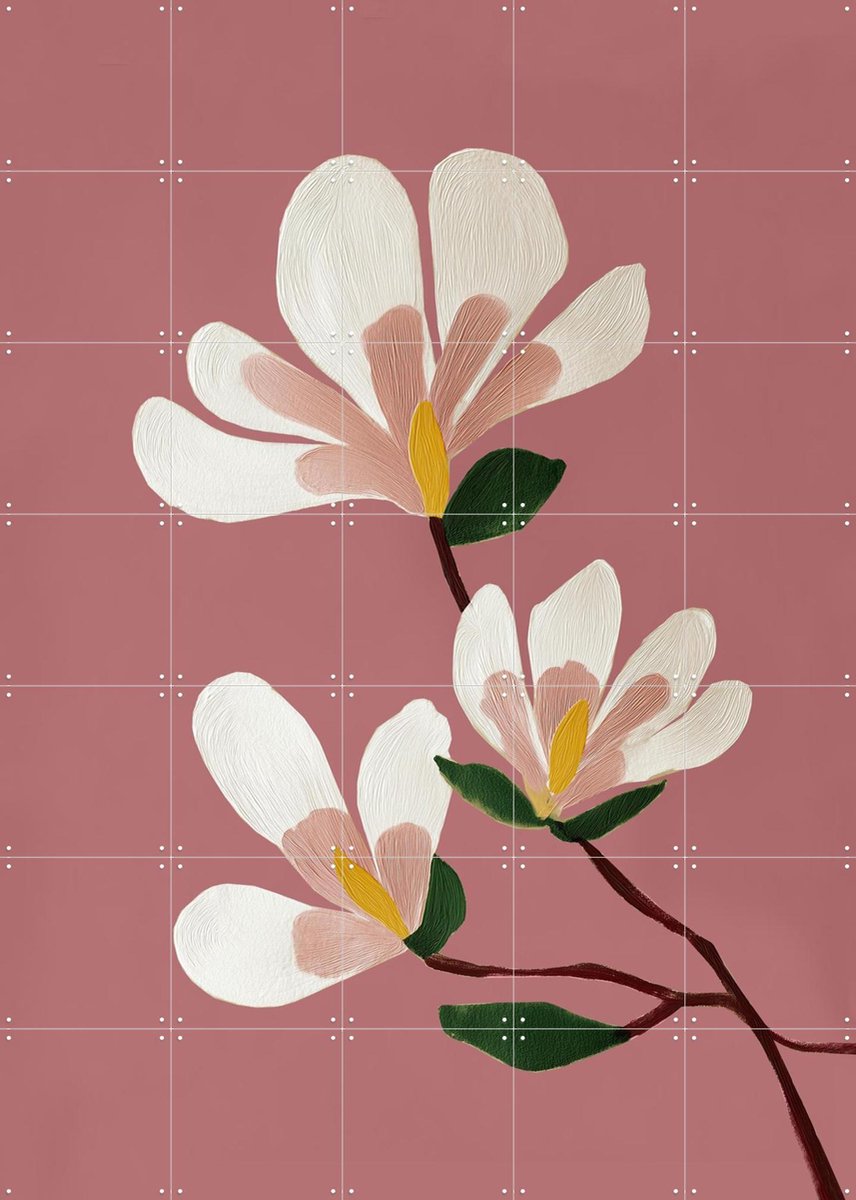 IXXI Pink Magnolia Flowers, Branka Kodžoman - 100 x 140 cm - Gratis ophangtool - Grote wanddecoratie en posters - Schilderijen, Modern, Eetkamer