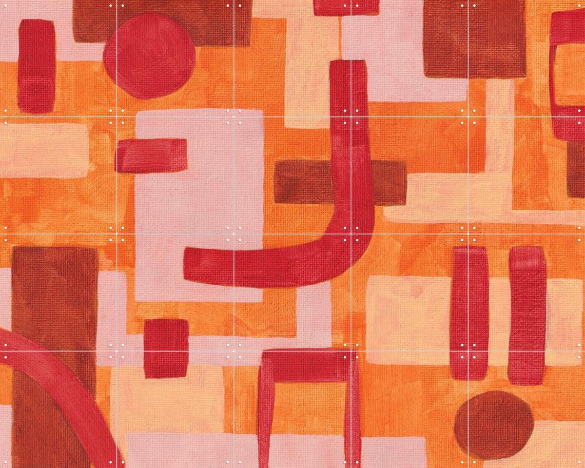 IXXI Kenia, Studio Maren - 100 x 80 cm - Gratis ophangtool - Grote wanddecoratie en posters - Kleurrijk, Abstract, Kwaststreken, Speels, Eetkamer
