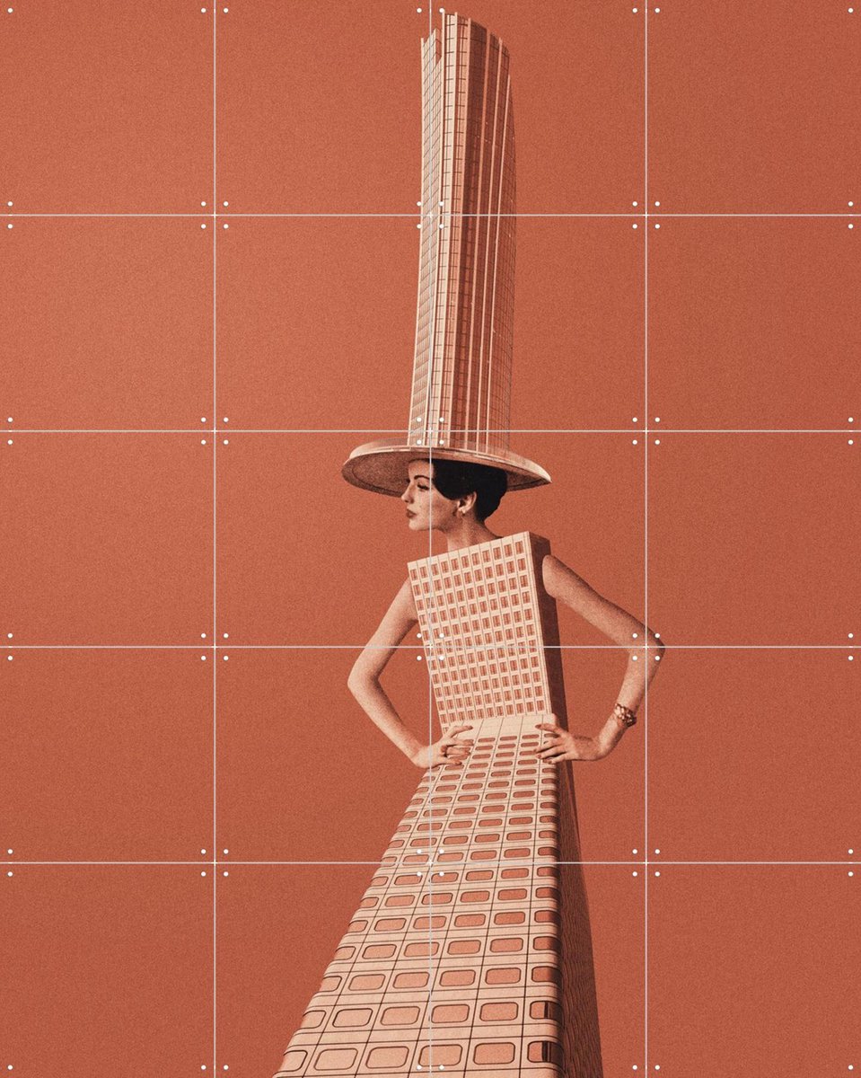 IXXI City Girl, Maarten Léon - 80 x 100 cm - Gratis ophangtool - Grote wanddecoratie en posters - Surrealisme, Speels, Modern, Trap, Woonkamer, Gang