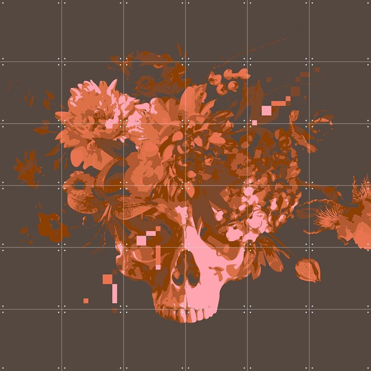 IXXI Skully Rosé, Wesley van der Heijden - 120 x 120 cm - Gratis ophangtool - Grote wanddecoratie en posters - Modern, Geometrische Kunst, Digitale