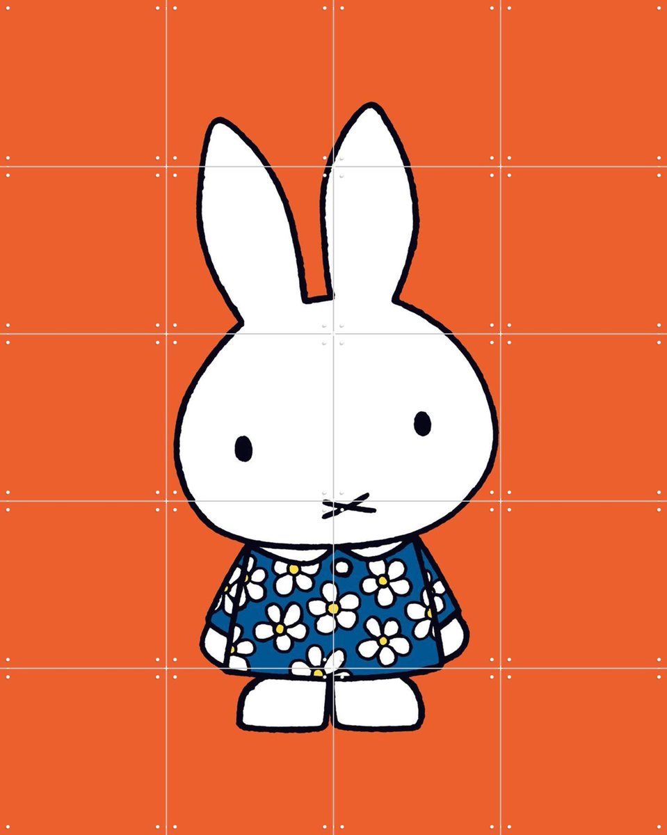 IXXI Nijntje Oranje, Nijntje - 80 x 100 cm - Gratis ophangtool - Grote wanddecoratie en posters - Speels, Cartoonesk, Illustraties, Babykamer, Nijntje