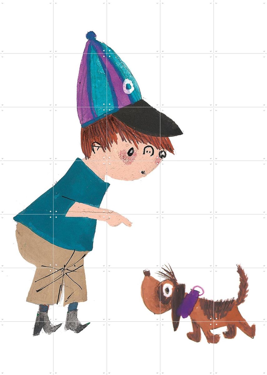 IXXI Hondje, Fiep Westendorp - 100 x 140 cm - Gratis ophangtool - Grote wanddecoratie en posters - Kleurrijk, Speels, Tekeningen, Kinderkamer