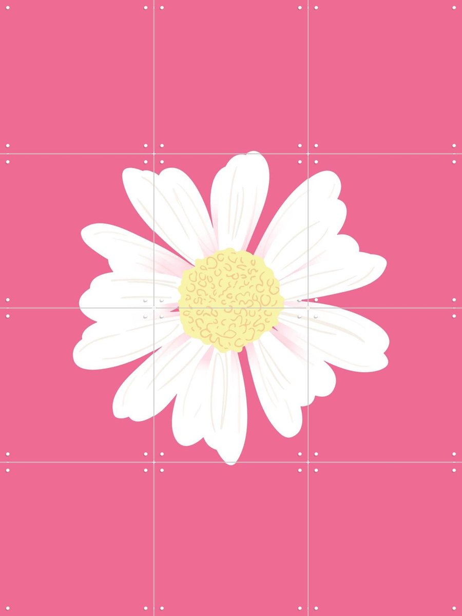 IXXI Spring Daisy Pink, Palmartprints - 60 x 80 cm - Gratis ophangtool - Grote wanddecoratie en posters - Illustraties, Badkamer, Gang, Bloemen