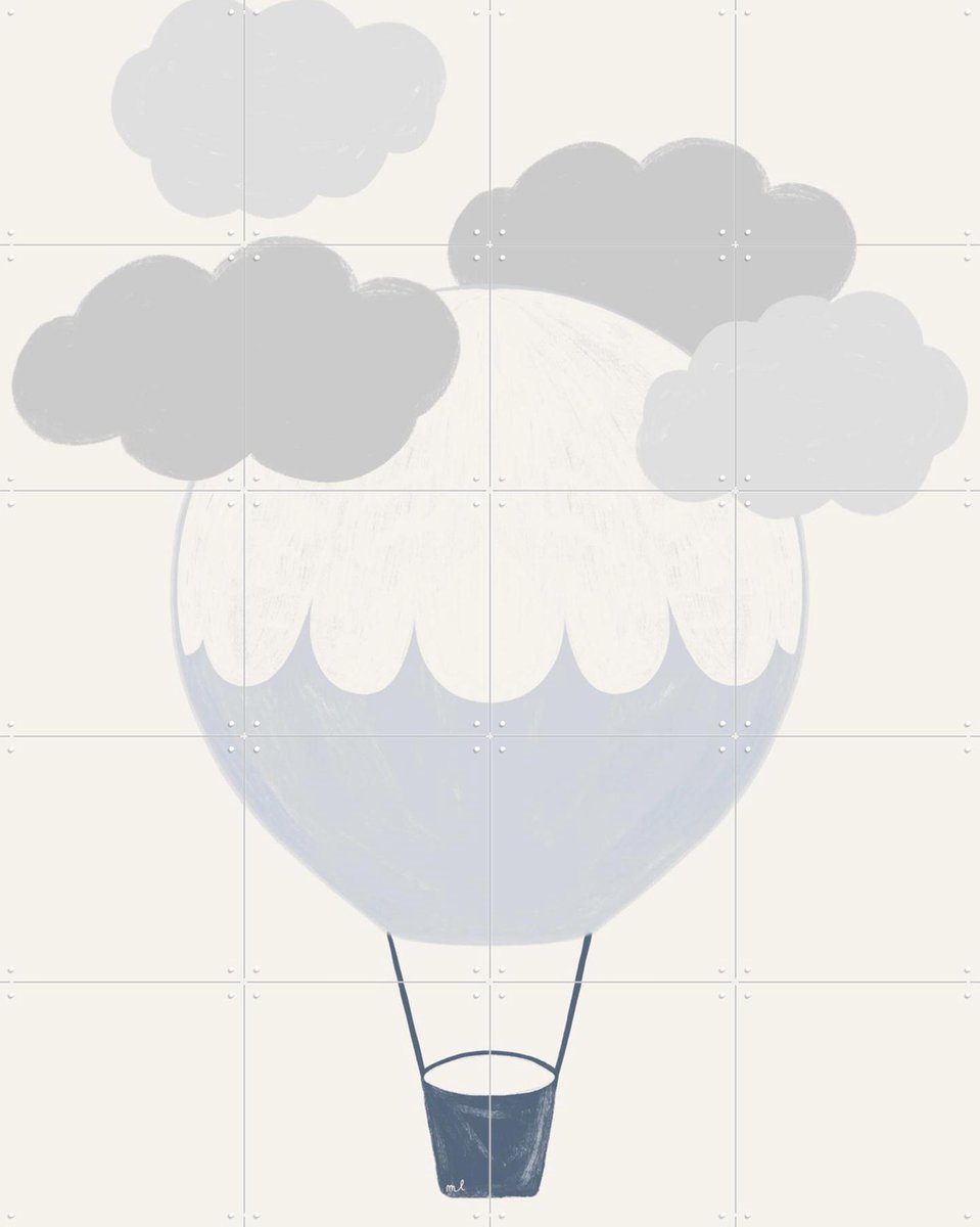 IXXI Hot Air Balloon, Menina Lisboa & Various - 80 x 100 cm - Gratis ophangtool - Grote wanddecoratie en posters - Minimalisme, Cartoonesk