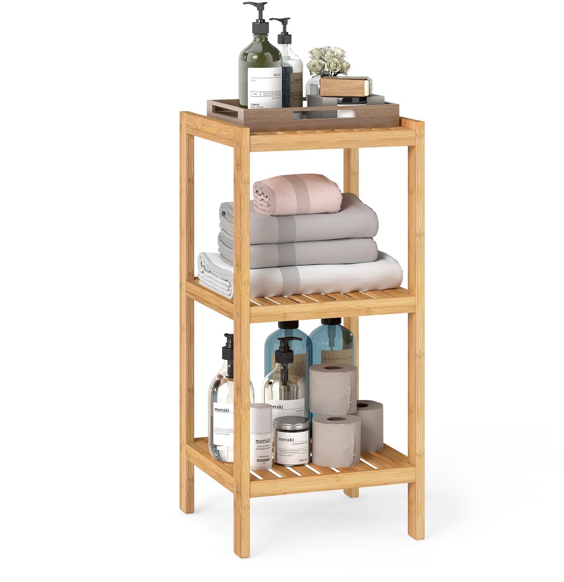 Badkamerplank – bamboe – natuurlijke kleur – 33x33x79 – 5 cm – Natuurlijk Beige