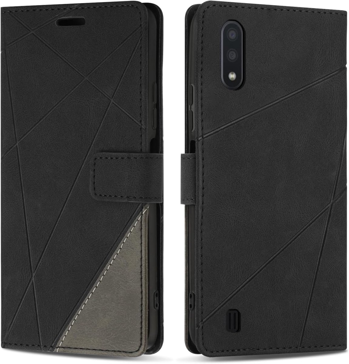 Hoesje voor Samsung Galaxy A10 / Galaxy M10, Premium Lederen Portemonnee Beschermhoes Telefoonhoesjes met Kaartenvakken Beschermhoesje voor Galaxy A10 / Galaxy M10, Zwart