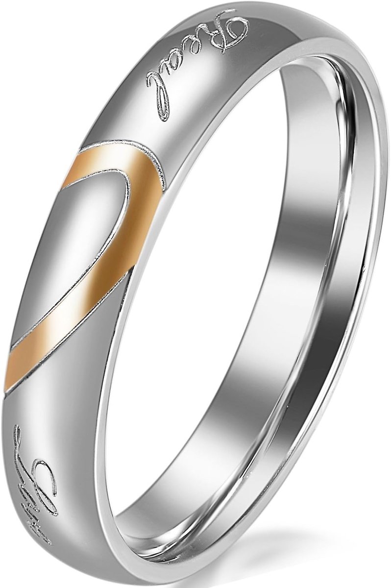 Gratis Graveren Bijpassende Mens & Womens Hartvorm Rvs Echte Liefde Belofte Ring Koppels Engagement Trouwringen